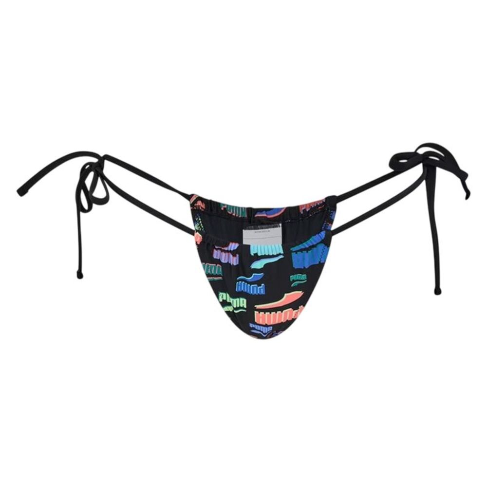 Puma Womens/Ladies Tanga Graphic Print Side Tie Bikini Bottoms / Black/Multicolo